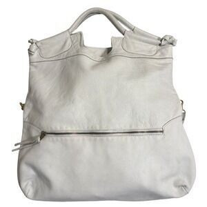 Anna Corinna City Tote Bag White Pebbled Leather Convertible Shoulder Bag Large